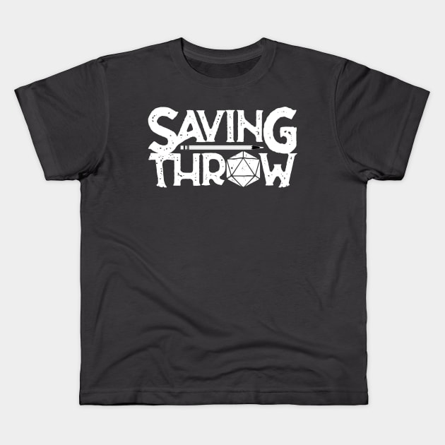 New Saving Throw Logo - White Kids T-Shirt by Saving Throw Loot